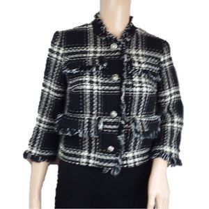Betsey Johnson Black Plaid Tweed Jacket